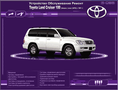 Мультимедийное управление по ремонту, обслуживанию и эксплуатации Тоета Land Cruiser 100 c 1997 года выпуска .